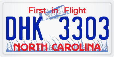 NC license plate DHK3303