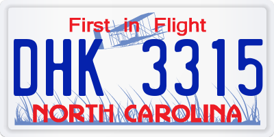 NC license plate DHK3315