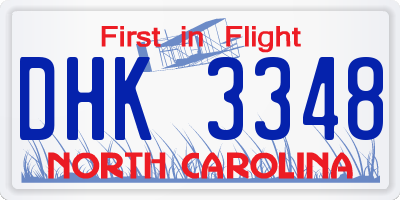 NC license plate DHK3348