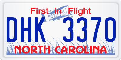 NC license plate DHK3370