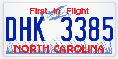 NC license plate DHK3385