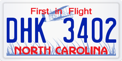 NC license plate DHK3402