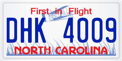 NC license plate DHK4009