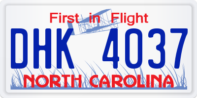 NC license plate DHK4037