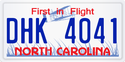 NC license plate DHK4041