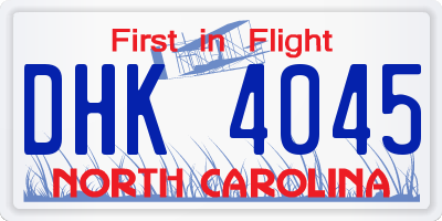 NC license plate DHK4045