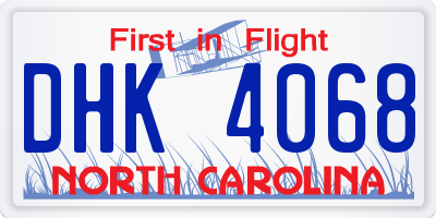 NC license plate DHK4068