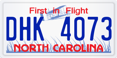 NC license plate DHK4073