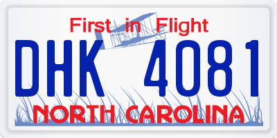 NC license plate DHK4081