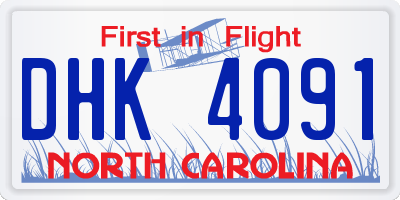 NC license plate DHK4091