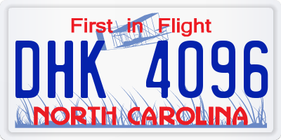NC license plate DHK4096