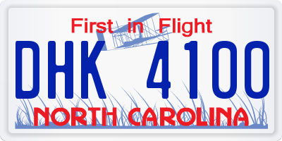 NC license plate DHK4100