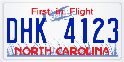 NC license plate DHK4123