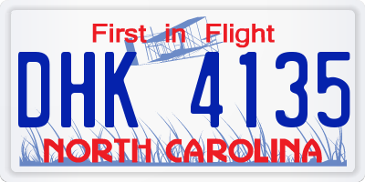 NC license plate DHK4135