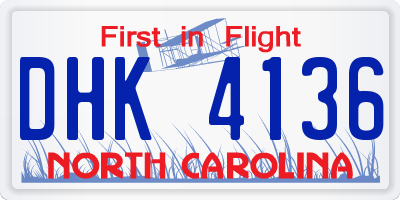 NC license plate DHK4136