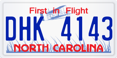 NC license plate DHK4143