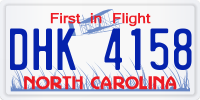 NC license plate DHK4158