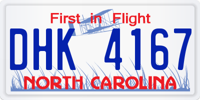 NC license plate DHK4167