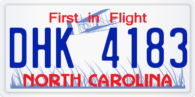 NC license plate DHK4183