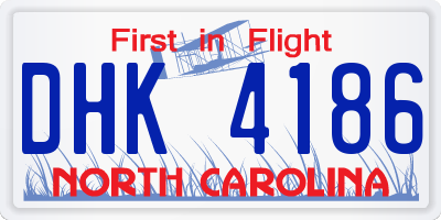 NC license plate DHK4186