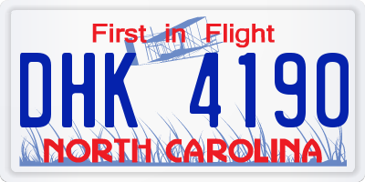 NC license plate DHK4190