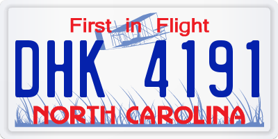 NC license plate DHK4191