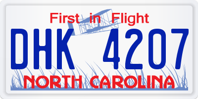 NC license plate DHK4207