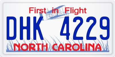 NC license plate DHK4229