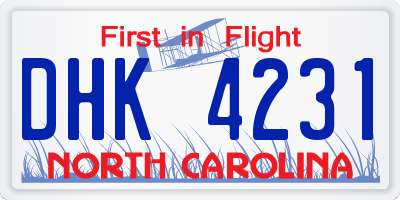NC license plate DHK4231