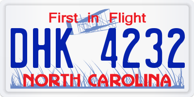 NC license plate DHK4232