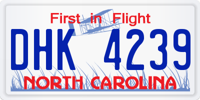 NC license plate DHK4239