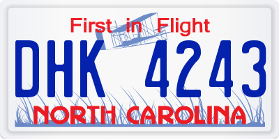 NC license plate DHK4243