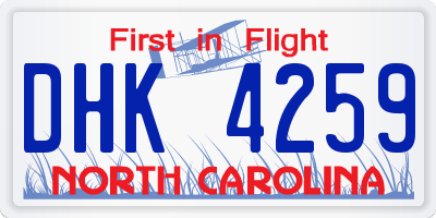 NC license plate DHK4259
