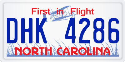 NC license plate DHK4286