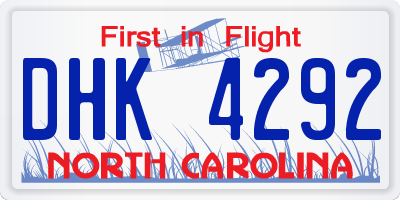NC license plate DHK4292