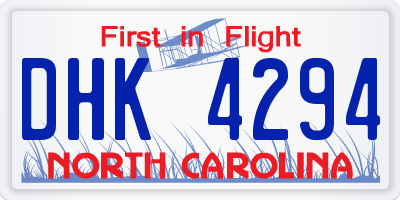 NC license plate DHK4294