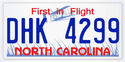 NC license plate DHK4299