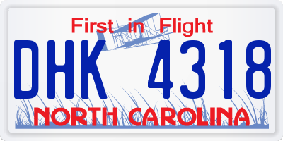 NC license plate DHK4318