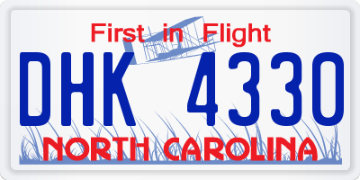 NC license plate DHK4330
