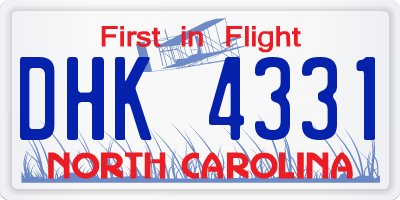 NC license plate DHK4331