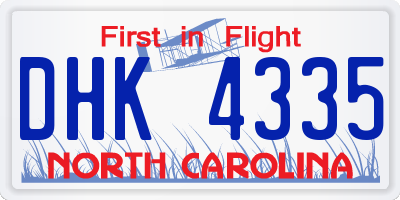 NC license plate DHK4335