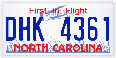 NC license plate DHK4361