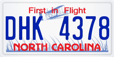 NC license plate DHK4378