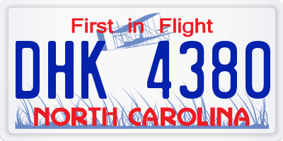 NC license plate DHK4380