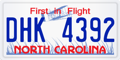 NC license plate DHK4392