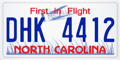 NC license plate DHK4412