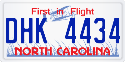 NC license plate DHK4434