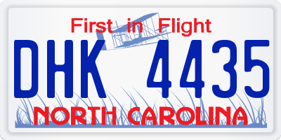 NC license plate DHK4435