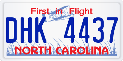 NC license plate DHK4437
