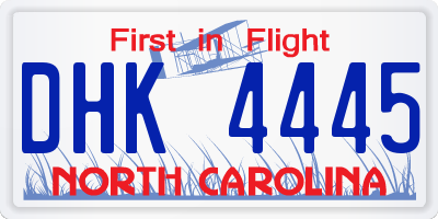 NC license plate DHK4445